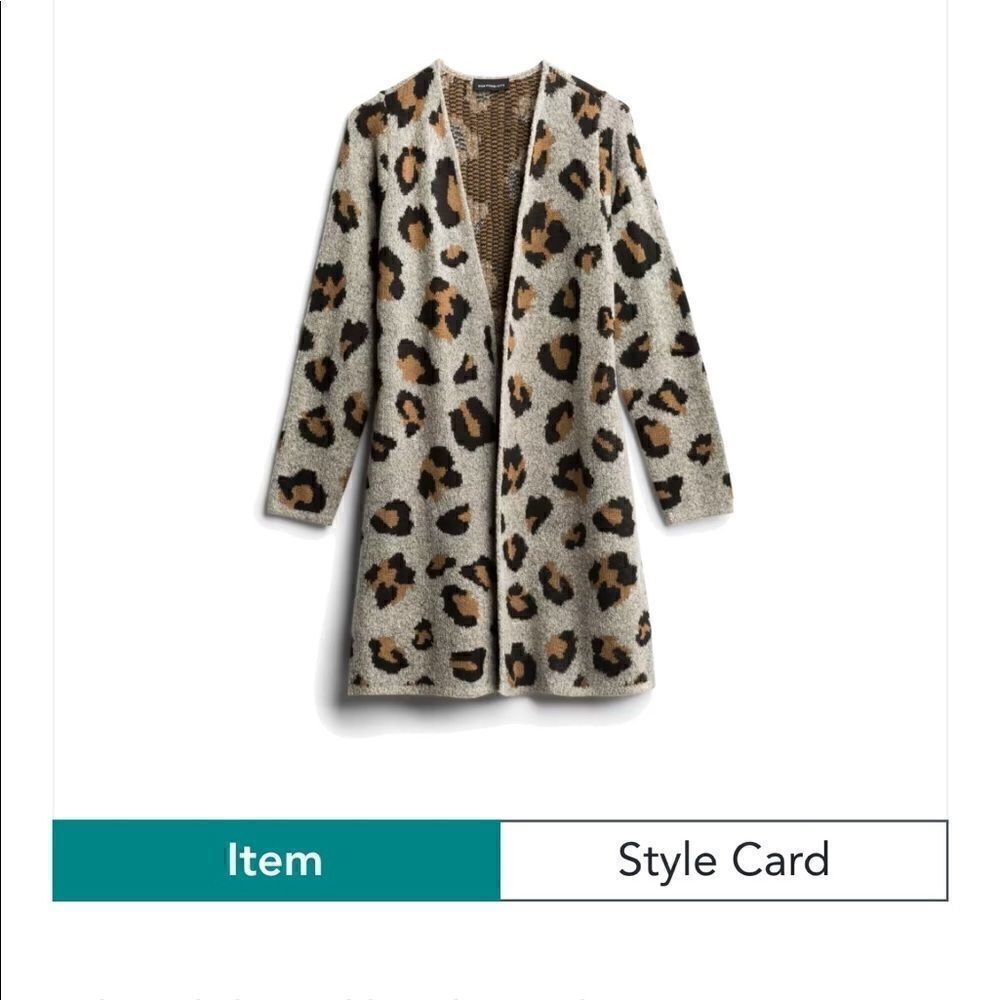 Fortune + Ivy Karrie Long Sleeve long Cardigan sweater gray with leopard